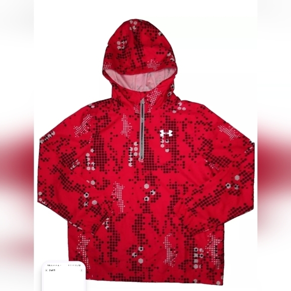Under Armour UA Storm Hooded Rain Jacket Unisex Youth Medium Red Geometric - Picture 10 of 10